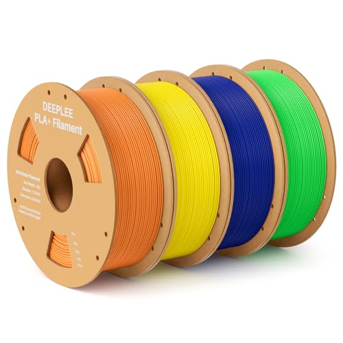 Image of PLA+ 1.75mm 3D Printer Filament, PLA Plus with Dimensional Accuracy + /- 0.02mm, Higher Strength and Toughness, Neatly Wound, No Clogging, 4 Pack 1kg Yellow & Orange & Blue & Green