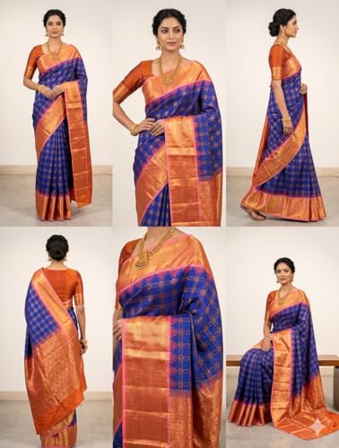 Sri Vijayaraya Handlooms royal blue kuppadam silk saree – image 7