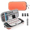 NEWDERY Carrying Case for Nintendo Switch 2, Portable Large Capacity Hard Shell with Adjustable Shoulder Strap for Switch 2 Travel Case with 12 Game Card Slots 6 Thumb Grip Caps - Orange