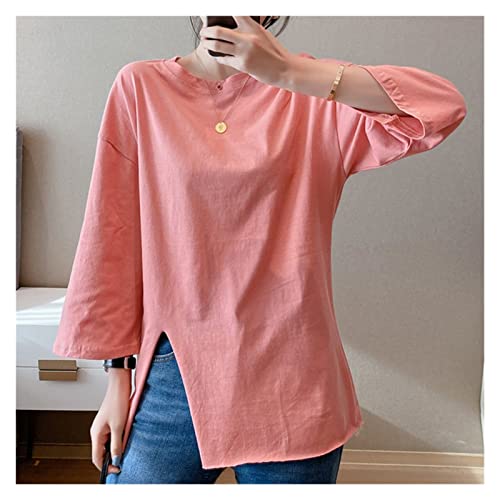 T-shirt femmes automne manche longue tops minces anti plis col fendu