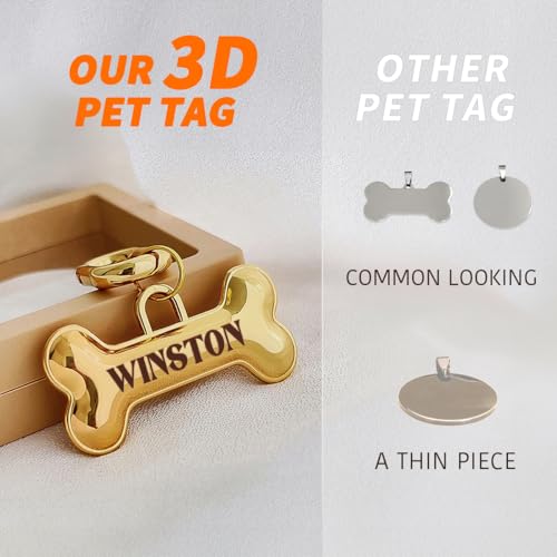 Memopaw Dogs Tag Stylish Personalized Double Sided Deep Engraved Cat & Dog Tags Engraved For Pets Bone Balloon Shape Brass thumb #2
