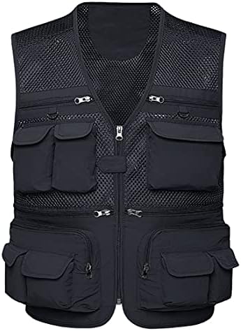 TACVASEN Mens Vest Military Gilet Multi Pocket Waistcoat Jacket Fishing Vest Outdoor Hiking Breathable Photography Vest