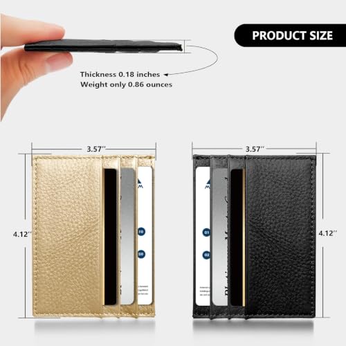 Image of Pack of 2, Genuine Leather Credit Card Holder, Small Wallet Black & Beige