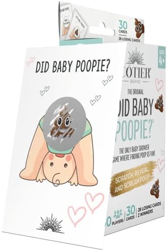 COTIER BRAND Did Baby Poopie - Baby Shower Game Scratch Off for Boy or Girl, 30-Pack, Emoji Lottery Ticket Activity Idea with 2 Winners - Gender Reveal, Diaper Raffle or Ice Breaker