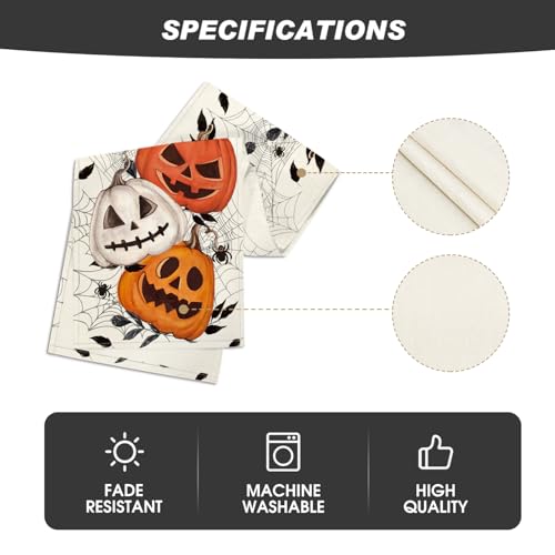 Artoid-Mode-Pumpkins-Spider-Web-Leaves-2PCS-Halloween-Table-Runner-Seasonal-Fall-Kitchen-Dining-Table-Decoration-Home-Party-Decor-13×72-Inch Artoid Mode Pumpkins Spider Web Leaves 2PCS Halloween Table Runner Seasonal Fall Kitchen Dining Table Decoration Home Party Decor 13×72 Inch
