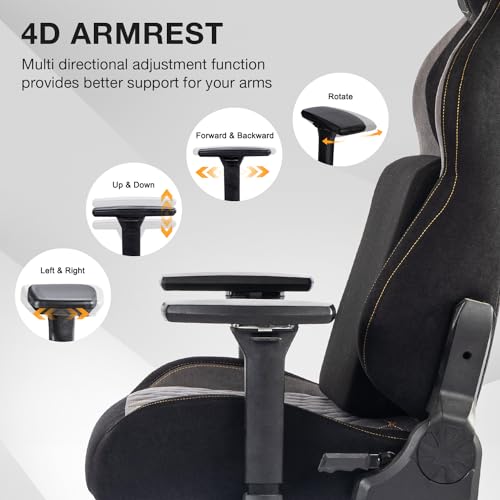 Big and Tall Gaming Chair 440LBS Gaming Chair with Metal Base Memory Foam Lumbar 4D Adjustable Armrest Computer Chair for Heavy People Ergonomic High-Back - Image 6
