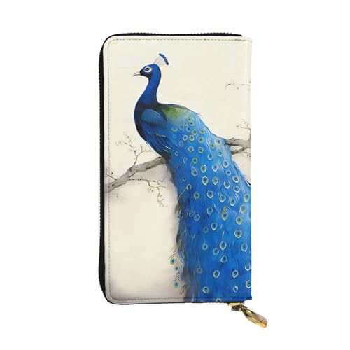 Portefeuille long en cuir paon bleu idéal pour le bureau et vos sorties shopping