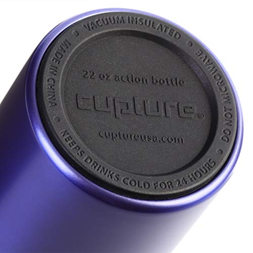 Cupture Action Water Bottle Flip Top With Handle - 22Oz Stainless Steel Vacuum-Insulated (Purple) #TOP7