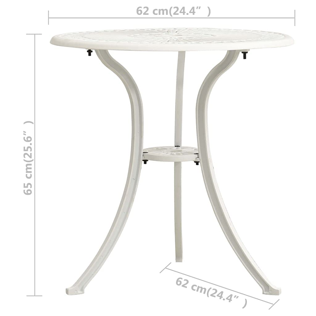 Set di mobili da giardino, 3 pezzi, in alluminio pressofuso bianco