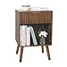 Fultyle Mid Century Modern Nightstand, Wood Bedside Table with Drawer and Opening Storage, End Table Living Room Fluted Night Stand with Solid Wood Legs for Bedroom (Rustic Brown)