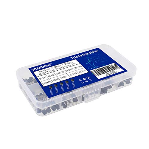 image for 10 Values 200pcs npn Transistor kit, WOWOONE Transistor Assortment, BC