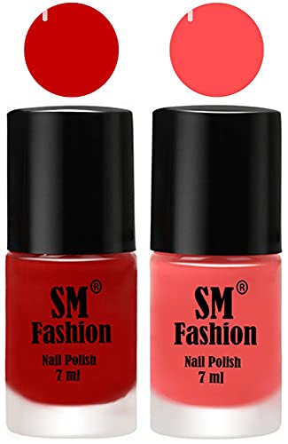 Image of Long Lasting Nail Polish | Nail Paint Combo 7 ml Each) - Set of 2 Orange-Peach Pink