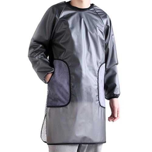 Tablier de cuisine imperméable en PVC avec 2 poches pour femmes
