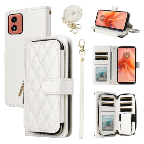 Étui simili cuir haut de gamme pour Moto G04 avec coque support antichoc chic