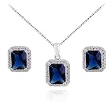  MePrecious Anastasia - Juego de pendientes y collar de plata para mujer