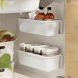 2 Pcs Under Sink Organiser, Pull Out Kitchen Cupboard Organizer, Slide Out Cabinet Storage Baskets, Kitchen Sink Organisers, Plastic Spice Rack Storage Bins for Kitchen Bathroom Office