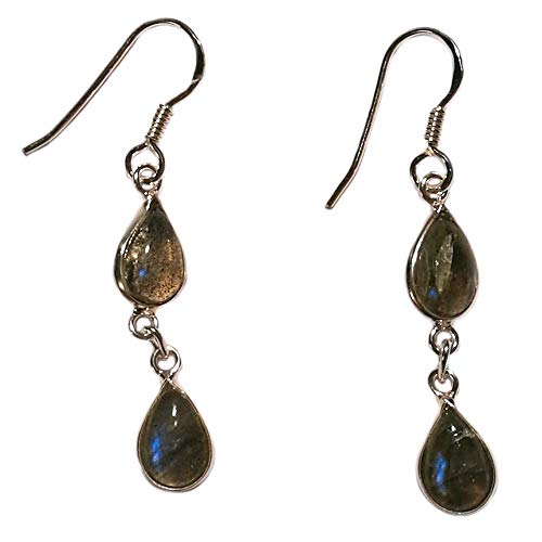 Pendentifs d’oreilles labradorite anti-irritation en argent massif 925 véritable