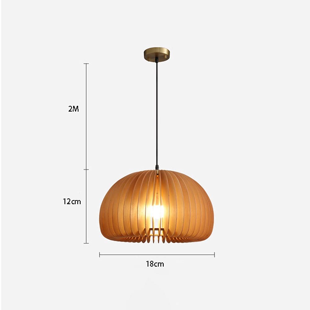 Dyniowa okrągła lampa wisząca Nowoczesna lampa sufitowa z drewnianą ramą, mini żyrandol z regulowanym łańcuszkiem, kreatywne wiszące oprawy oświetleniowe E27 do jadalni na wyspie kuchennej (rozmiar: