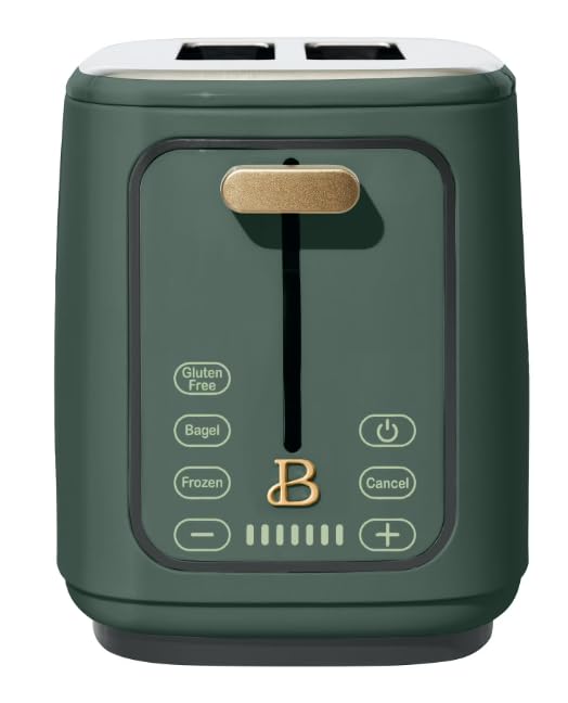 2 Slices Toaster with Touch-Activated Display, 7 Browning Settings, Bagel &amp; Frozen Bread Presets, Slide-Out Crumb Tray Stylish Kitchen Toaster (Porcini-Taupe) (Thyme Green)