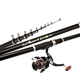 xilinshop Angelrutenstange Angelrute und Rolle Combos Super Light Carbon Fiber Teleskop-Angelkuppel für Reise Salzwasser Süßwasserboot Angeln 5,4 Meter Angelruten- und Rollen-Combos