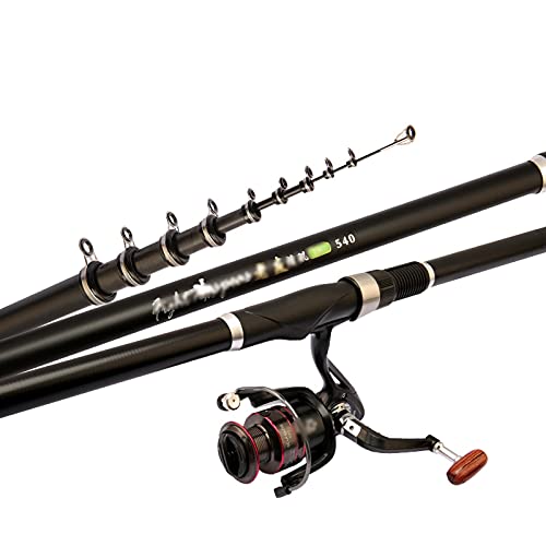 wanhaishop Angelausrüstung Angelrute und Rolle Combos Super Light Carbon Fiber Teleskop-Angelkuppel für Reise Salzwasser Süßwasserboot Angeln 5,4 Meter Fliegenfischer Rod & Reel Combos Cover