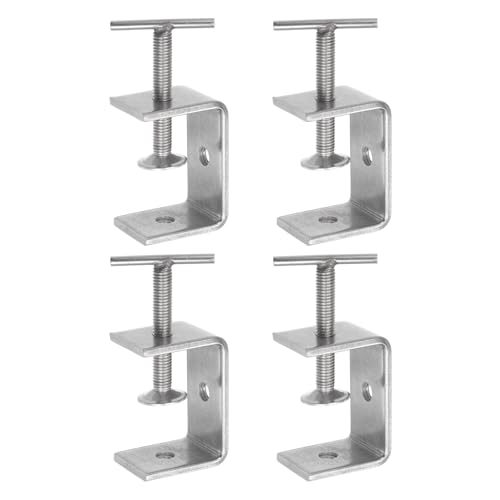 sourcing map Stainless Steel C-Clamp 2.13 Inch / 60mm Wide Jaw Opening 0-54mm Range Stainless Steel C-Clamp with T-Bar Handle for Woodworking Welding Building Household Mount 2Pcs