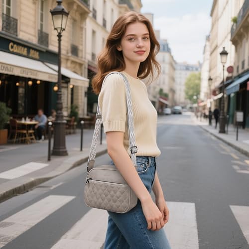 Image of TANTOMI Crossbody Purses for Women Leather Purse Shoulder Handbags with Wide Strap, Small Crossbody Bags for Women Travel