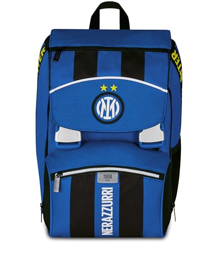 Seven Inter Zaino Calcio Doppio Scomparto Estensibile, Blu, Maxi Capienza, Schienale Preformato, Bambino, Elementare