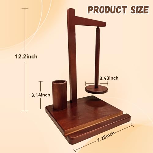 Image of MEHIDFY Wooden Yarn Holder for Crocheting and Knitting with Magnetic Spinner, Crocket Hook Storage with Phone Stand, Yarn Ball Holder for Crochet Lovers
