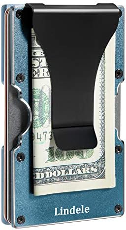 Lindenle Womens Minimalist Slim Wallet RFID Blocking Aluminum Card Holder Money Clip (Dark Green Gray)