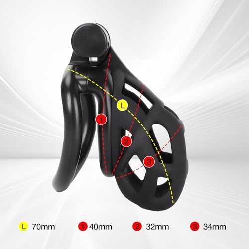 Image of Male Chastity Cage with Elastic Belt & Invisible Lock - 4 Ball Ring Sizes, Ultralight Large Penis Cage for Comfort Fit Long Term Wear(S-70mm) [Black] - BDSM Gear, Bondage Sex Toys Accessories for Men