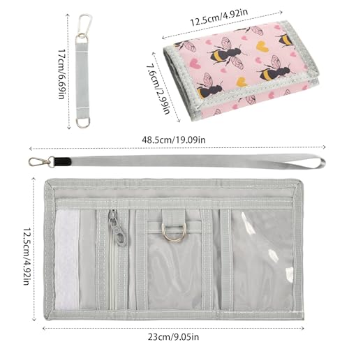 ALAZA Kids Wallets for Boys Girls Toddler Trifold Wallet Children Small Bee Yellow Heart with Zipper Coin Pocket3