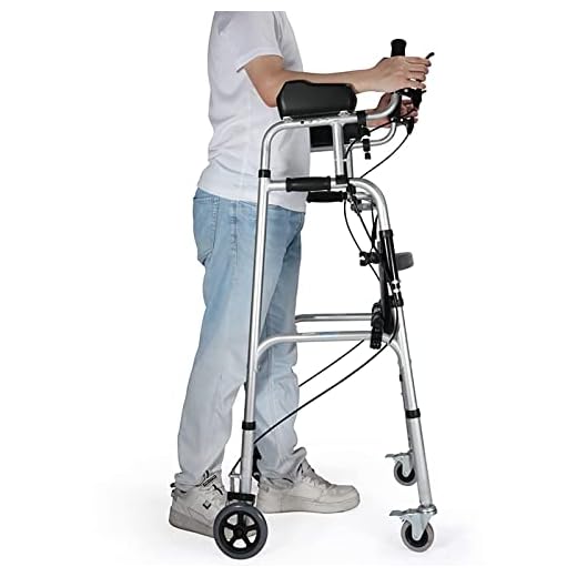 Rollator Walker with Seat and Brakes - Heavy Duty for Seniors - Stand Upright Disabled Walking Aid with Armrests - 4 Wheels, Leather Seat, Double Support