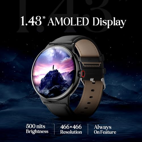 Image of itel Unicorn Smartwatch with Single chip BT Calling, 1.43 inch AMOLED Display, 500 Nits Brightness, Rotating Crown, IP68 Waterproof, 200+ Watch Faces, 100% Charging Approx 70 mins (Dark Chrome)