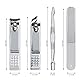Econtal Nagelknipser 4er Set, klein, schräg, mit Nagelfeile und Nagelhautentferner, Nagelhautschieber, Nagelhaut Knipser Zange, Etui