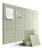 Fluxynara Felt Bulletin Board Tiles Large 48' x 36' Cork Board Alternative-12 Pack with 70 Adhesive Tabs, Thick Slat Wall Panels for Office Decor, Push Pin Board Wall Organizer Alternative-Sage Green