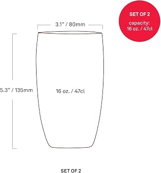 Zafferano Perle Beverage, Glass, 16oz, Set of 2, Amber