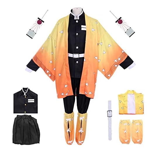 Suffolly Disfraz de kimono de anime para cosplay, uniforme de juego de rol, regalo de fiesta de adultos (naranja, L)