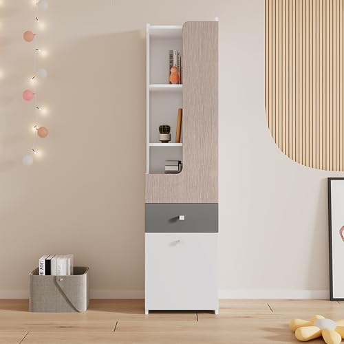 3. Caratteristiche funzionali: le porte sono dotate di cerniere che consentono una facile apertura e chiusura. Il cassetto è dotato di guide silenziose che garantiscono uno scorrimento fluido senza produrre rumori fastidiosi. I pomelli quadrati in metallo fungono da maniglia per il cassetto e la porta e si adattano armoniosamente al design generale.