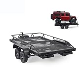 Gueiddi RC Trailer, RC Car Trailer Heavy Duty Trailer Cargo car Metal kit with 4 Tires for 1/10 Trax