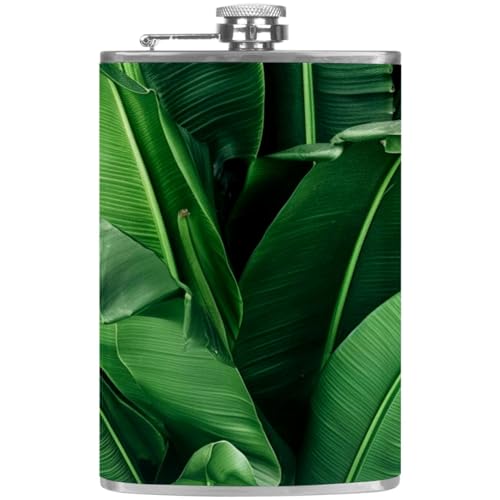 Frasco para hombres,Frasco para licor 8Oz,A prueba de fugas,hoja de plátano textura hoja de palma