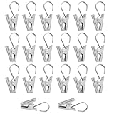 20 Stück robuste Edelstahl-Vorhanghaken mit Klammerfunktion für Gardinen und Handtücher - ideal für Haushalt und Outdoor