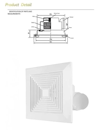 Ceiling Hood 10 Inch (25cm) 110-220V for Kitchen and Bathroom – Powerful Copper Motor, Modern Design for Deodorization and Moisture Removal