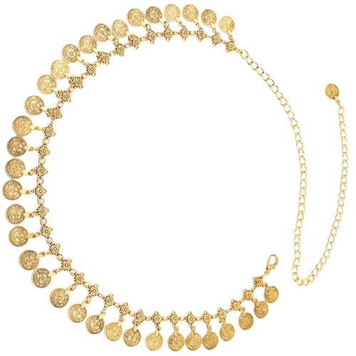 Women Coins Chain Belts Hip Dance Belly Chains Waist Pirate Gold Multilayer Chain Medieval-themed and Boho Beach Accessories