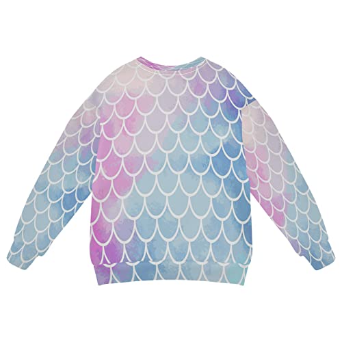 Pink-blue Mermaid Scales Boy Girl Sweatshirt Toddler Crewneck Pullover Sweater Long Sleeve Fall Winter Clothes2