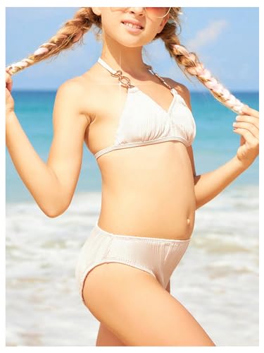 GORGLITTER Girl's 3 Pieces Halter Triangle Bikini Cute Swimsuits Bathing Suit with Cover Up Beach Skirt4