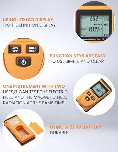AMTAST Elektromagnetischer Strahlungsprüfer Digitaler Elektromagnetischer Strahlungsprüfer Dosimeter Tester EMF Meter Counter