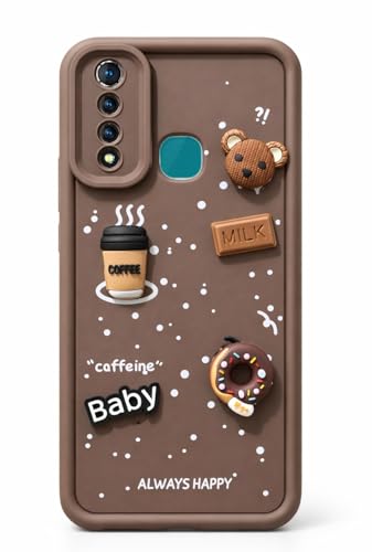 Image of Bintage case Ball Bear| Donut| Milk Cake| Baby| Coffee Rubber Case Camera Protection Back Cover Compatible for Vivo Z1 Pro 4G - Brown