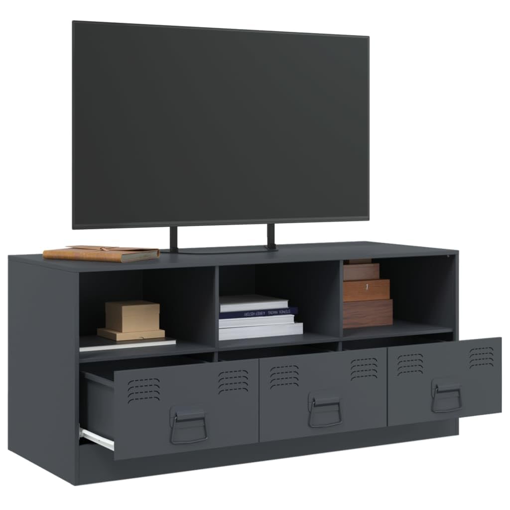 LAPOOH Stolik pod telewizor ze stali szary Antracyt 99x39x44 cm, stół telewizyjny, szafka telewizyjna, szafka telewizyjna, stół telewizyjny, meble do salonu, stół do salonu TV - 841735