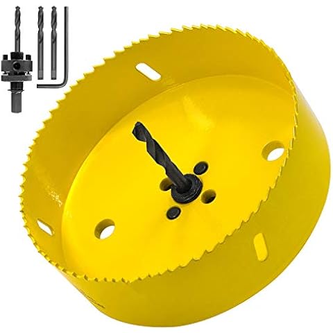 Acekit 5 1/2 inch Hole Saw With 7/16 Arbor HSS Bi-Metal Hole Saw Blade Strenthen Drill Bits And Variable Teeth Pitch For Wood,Ceiling,Plastic Board,Pipe,Plywood,And Soft Metal Sheet (140mm) Cover